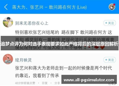 追梦点评为何对选手表现要求如此严格背后的深层原因解析